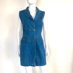 Vintage Blue Denim Sleeveless Jumpsuit